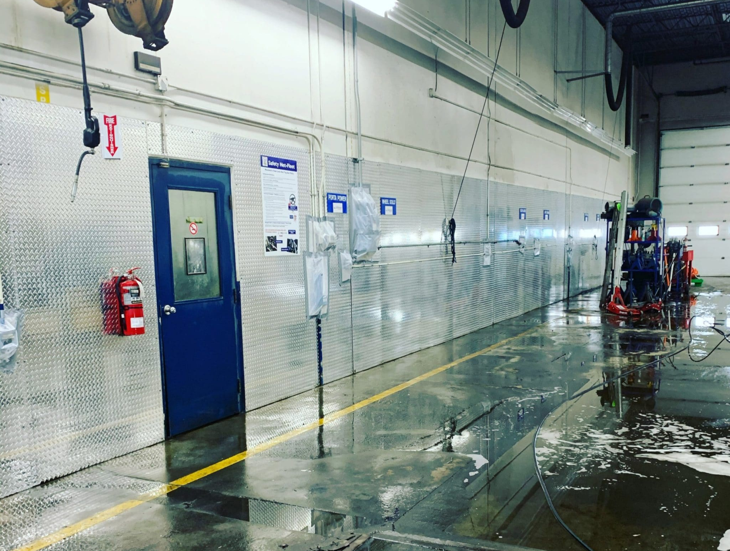 Warehouse bay door cleaning